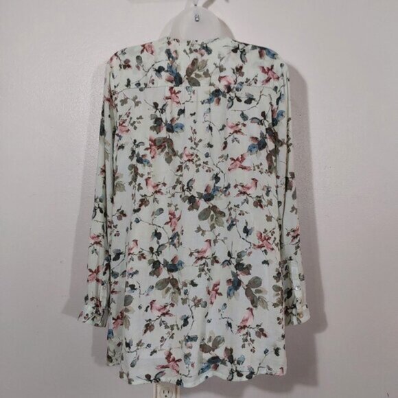 J. Jill Gauzy V-Neck Bird/Tree Print Oversized Blouse Excellent Cond - Med - Picture 4 of 8